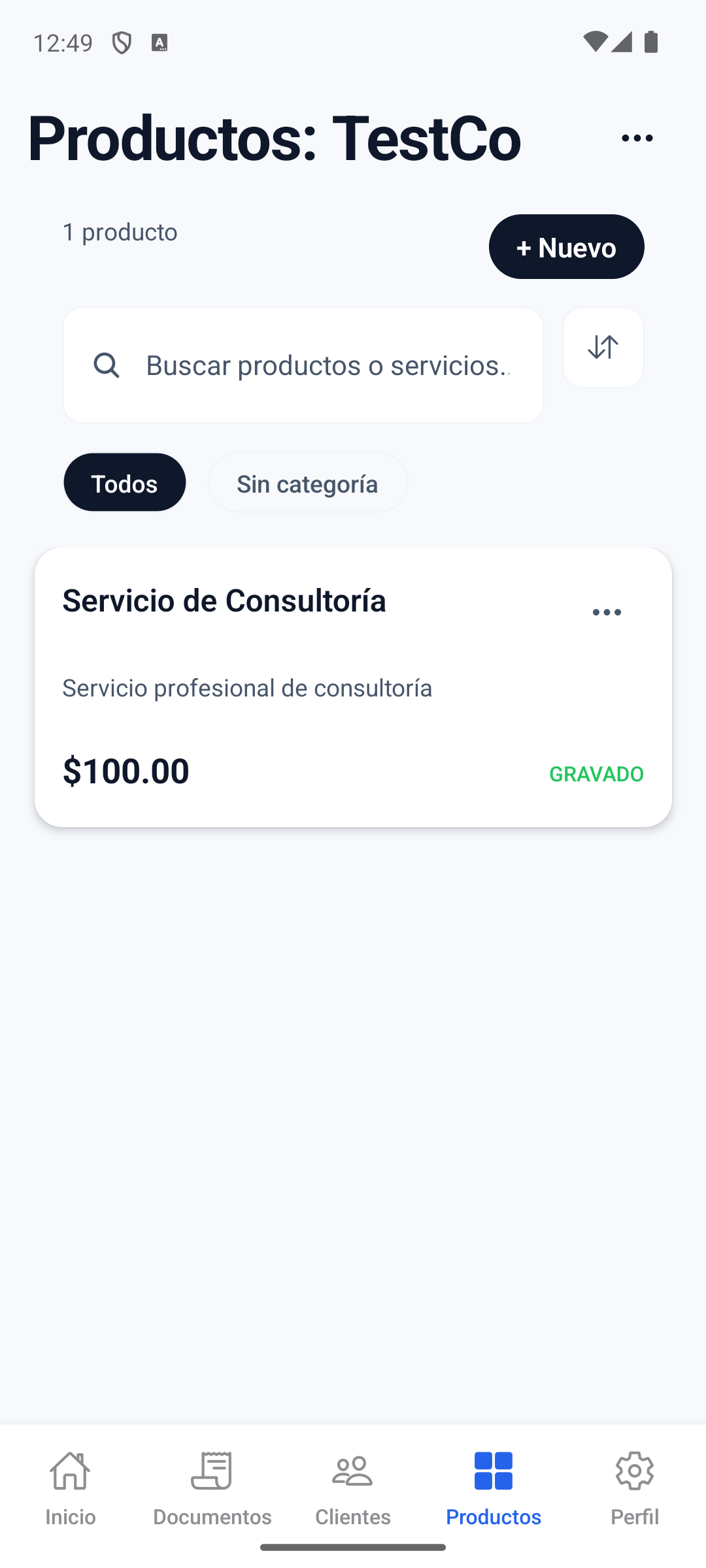 Tab Productos