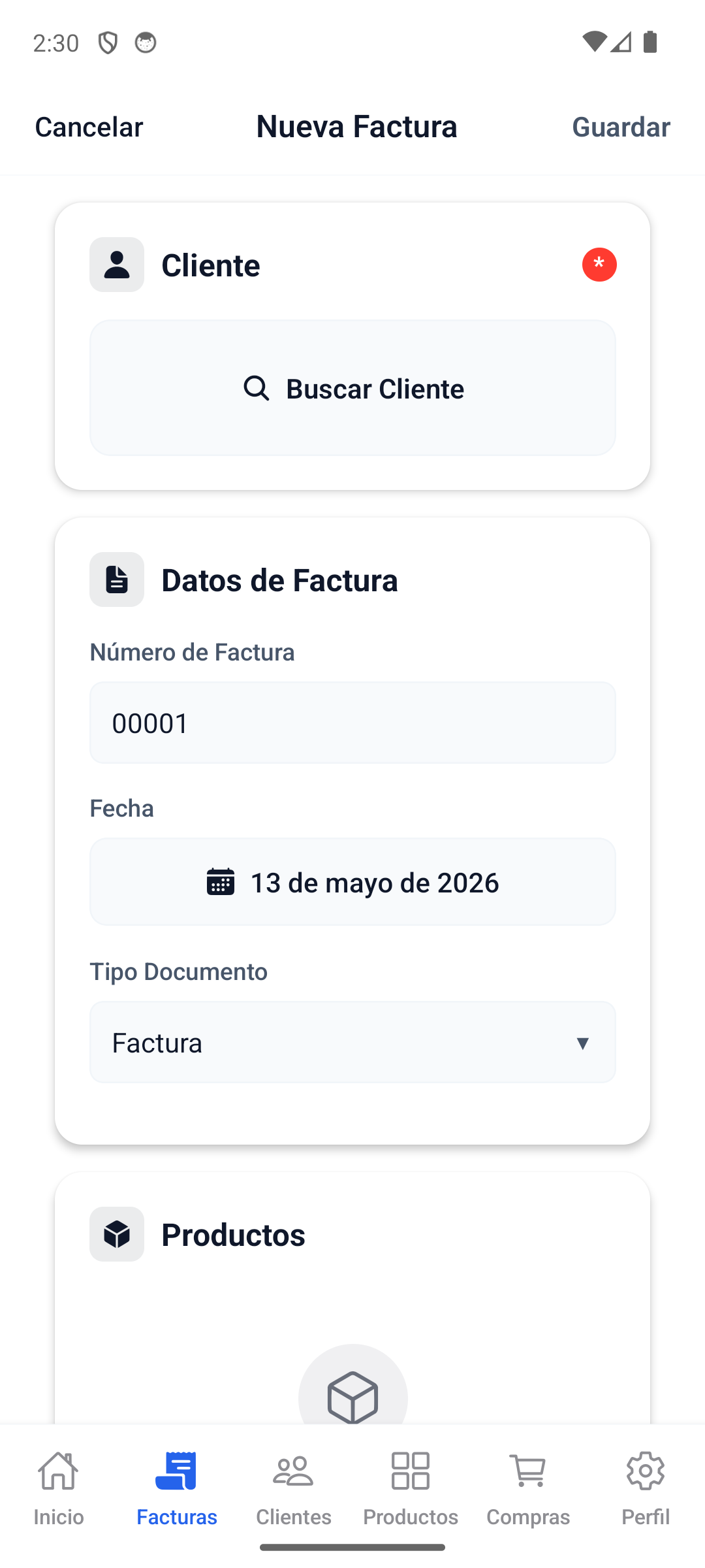 Desde la lista de facturas, presione