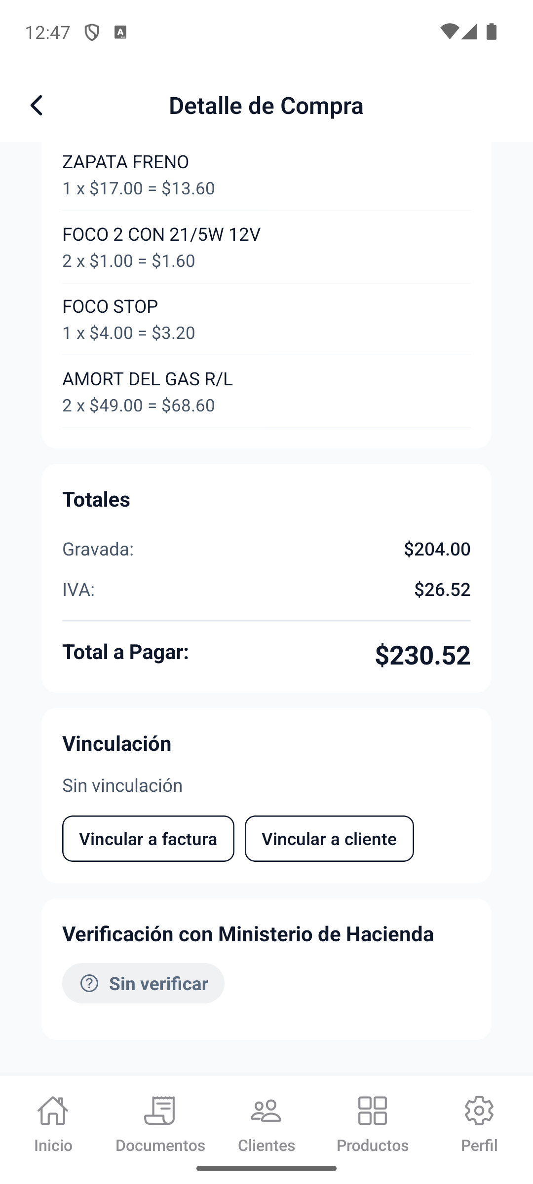 CompraDetail Unlinked