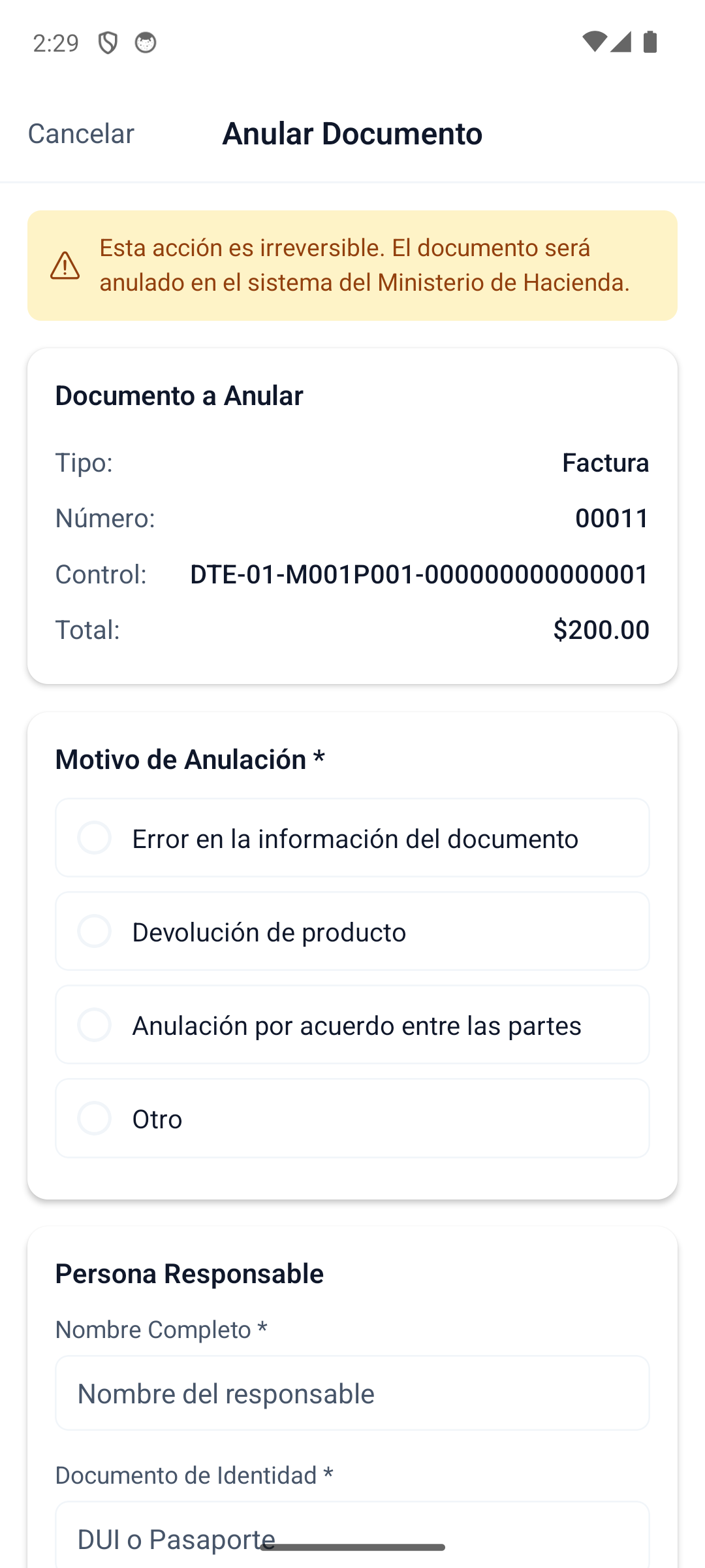 Presione el icono de engranaje para abrir el menu de acciones del documento.