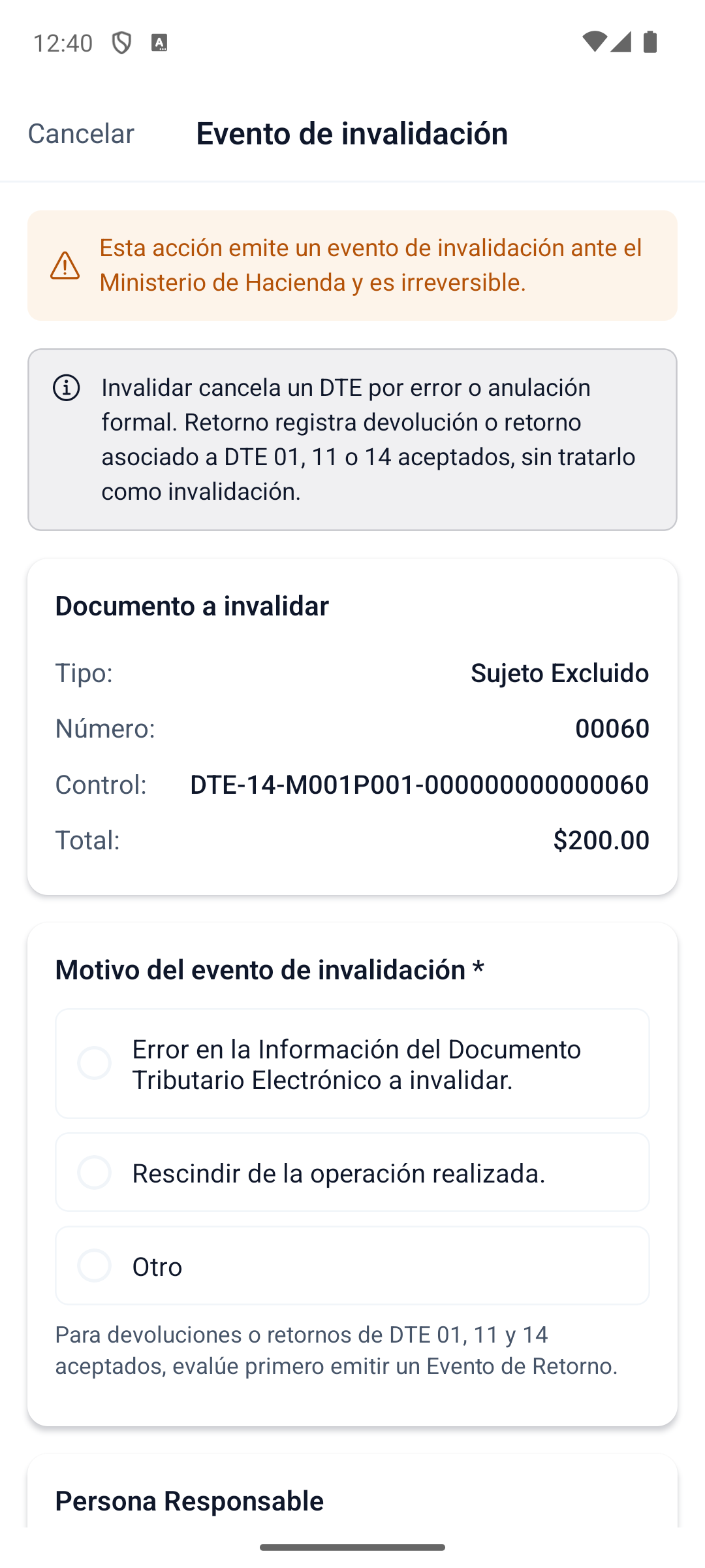 Deactivate SujetoExcluido Form