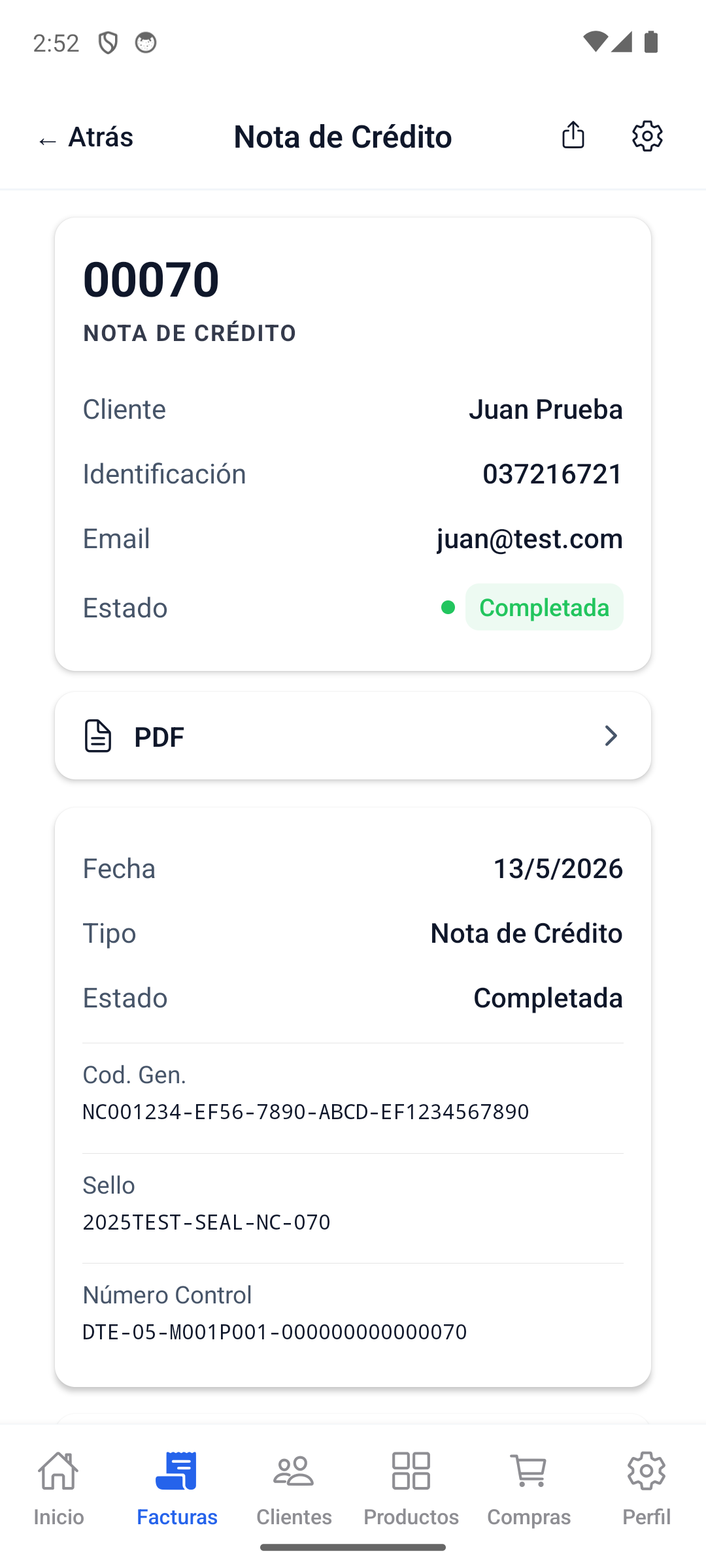 Abra el formulario de nueva factura.