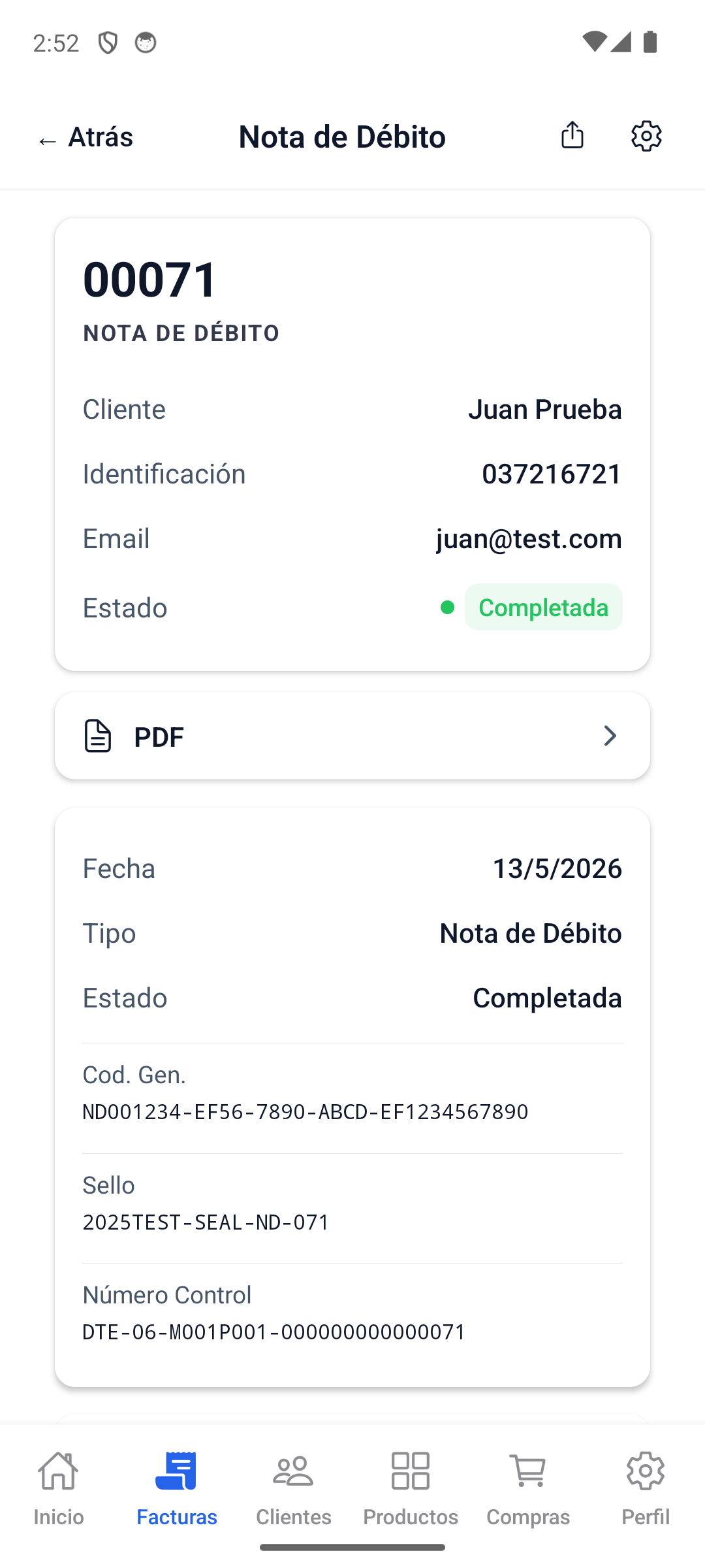 Abra el formulario de nueva factura.