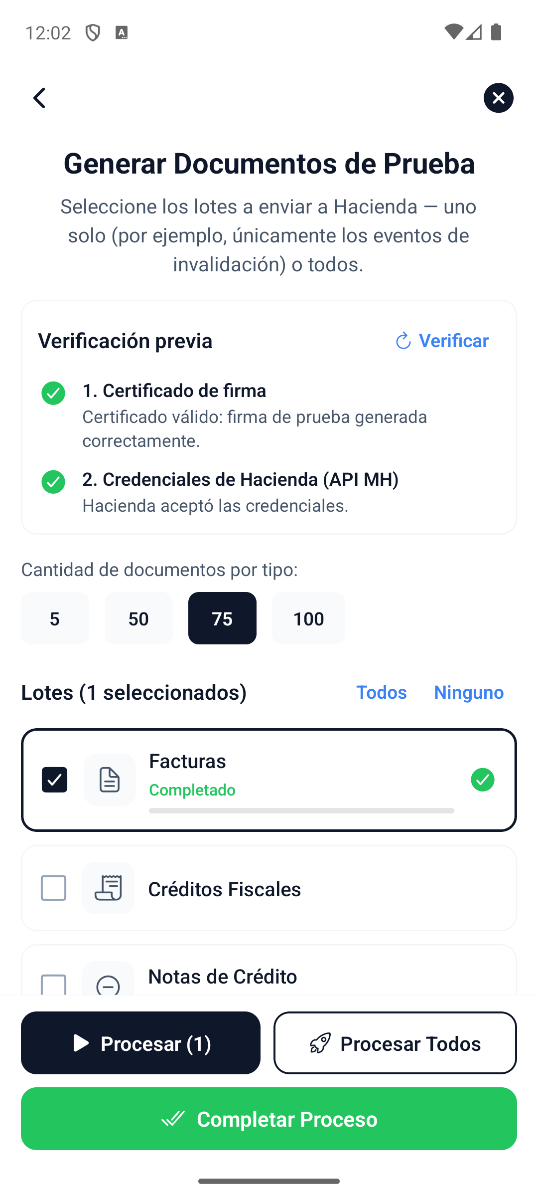 Seleccione los tipos de DTE (01, 03, 04, 05, etc.) que su empresa necesita emitir. Solo los seleccionados quedaran habilitados al recibir respuesta del MH.