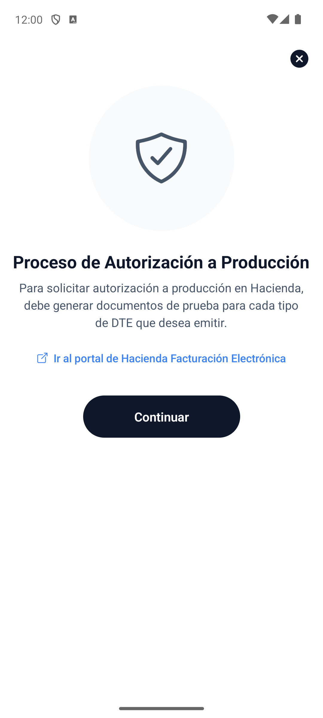 El boton "Solicitar Produccion" aparece en el panel de empresa cuando el ambiente esta en Pruebas. Si la empresa ya esta en Produccion, el boton se oculta automaticamente.