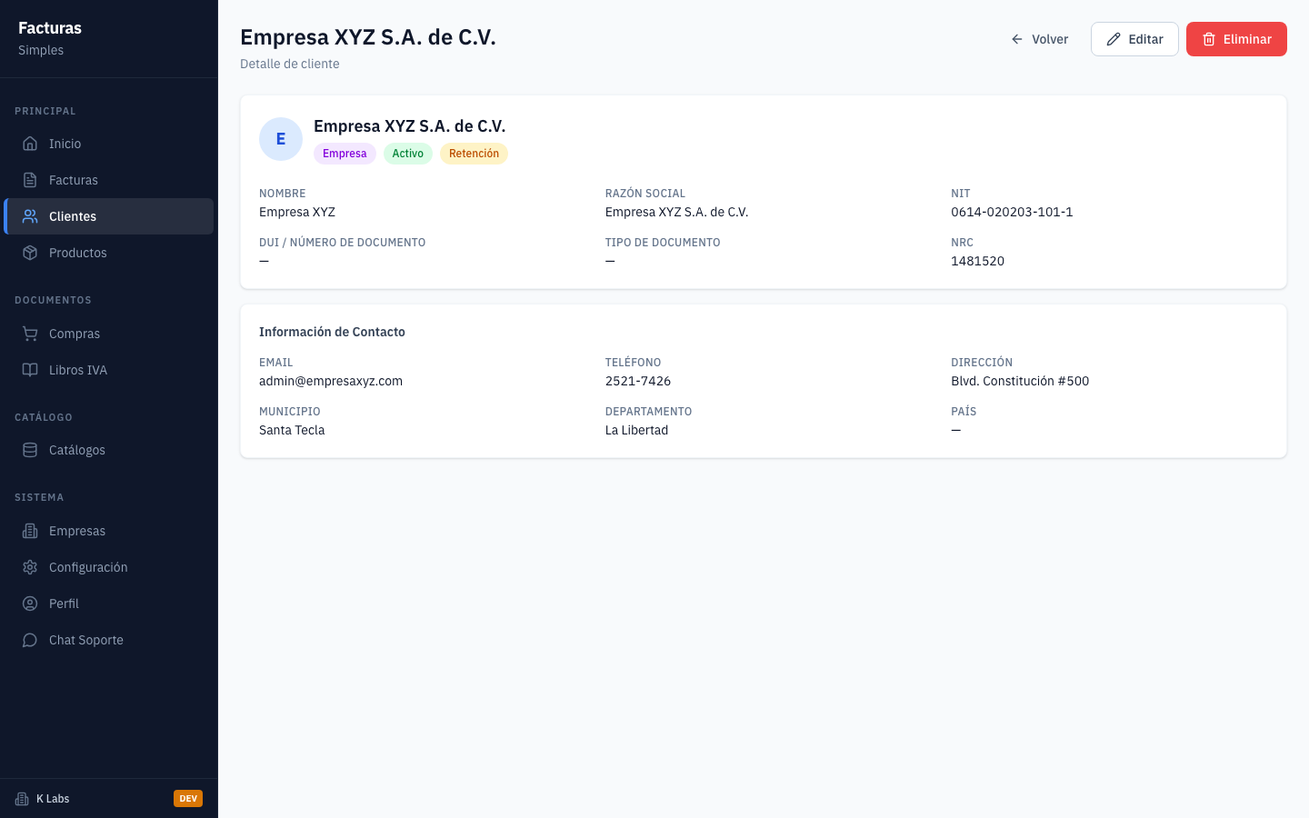 Abra el formulario de nuevo cliente.