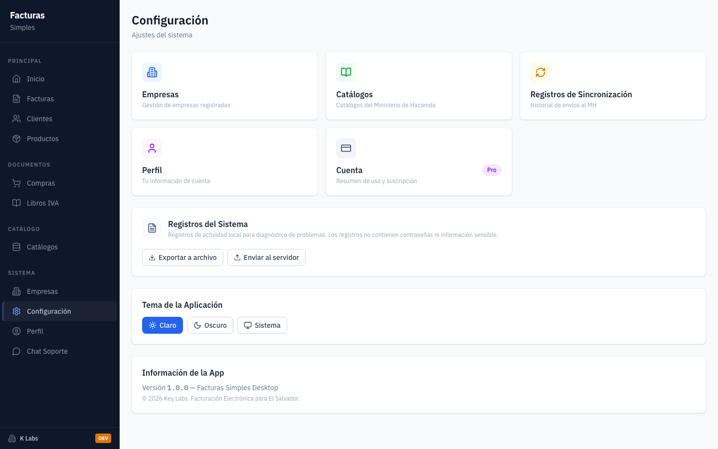La pantalla de Ajustes muestra todas las opciones de configuracion disponibles.