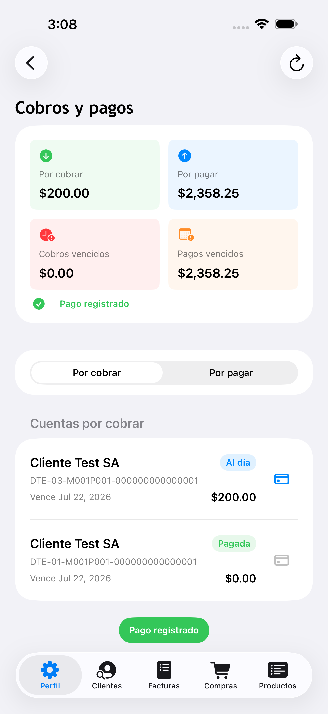 Finance Payment Registered