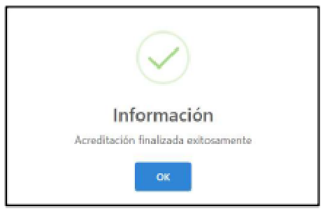 Mensaje — Acreditacion finalizada exitosamente