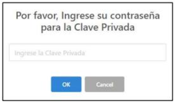 Dialogo para ingresar la Clave Privada del certificado
